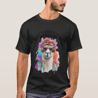 Camiseta Mantenha o Ensino em Casa Estranho Funny Llama Edu