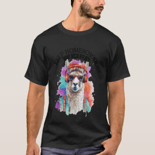Camiseta Mantenha o Ensino em Casa Estranho Funny Llama Edu