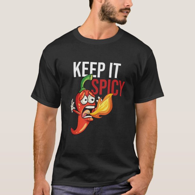 Camiseta Mantenha-O Espicado Pimenta Vermelha Quente Chili  (Frente)