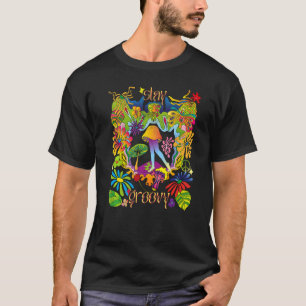 Camiseta Mantenha o Groovy Vintage 70s Mushroom Hippie Grun
