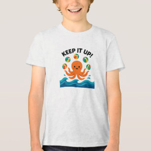 Camiseta Mantenha o Ritmo Design de Polvo Fofo Fazendo Mala