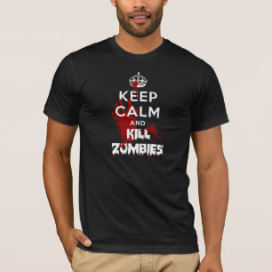 Camiseta Mantenha preto calmo e do matar dos zombis