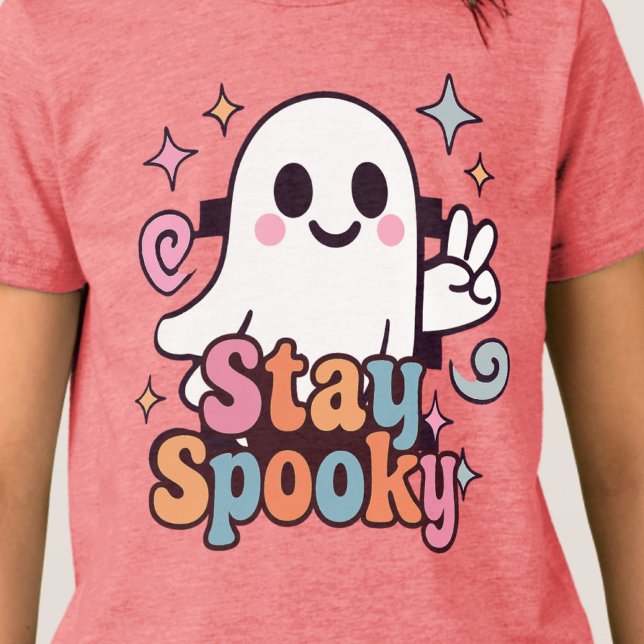 Camiseta Mantenha-se assustado, Fantasma Fantasma Retro Pas (Celebrate Halloween season in style with this groovy ghost stay spooky design.)