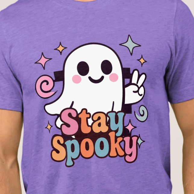 Camiseta Mantenha-se assustado, Fantasma Fantasma Retro Pas (Celebrate Halloween season in style with this groovy ghost stay spooky design.)