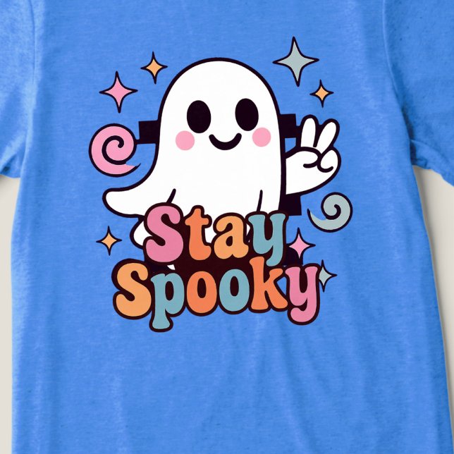 Camiseta Mantenha-se assustado, Fantasma Fantasma Retro Pas (Celebrate Halloween season in style with this groovy ghost stay spooky design.)