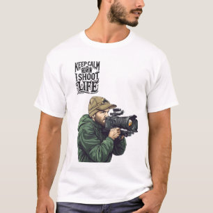 Camiseta mantenha-se calmo e atire na vida