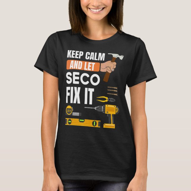 Camiseta Mantenha-Se Calmo E Deixe Seco Consertar A Constru (Frente)