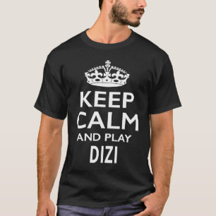 Camiseta Mantenha-se Calmo e Jogue Dizi Musical