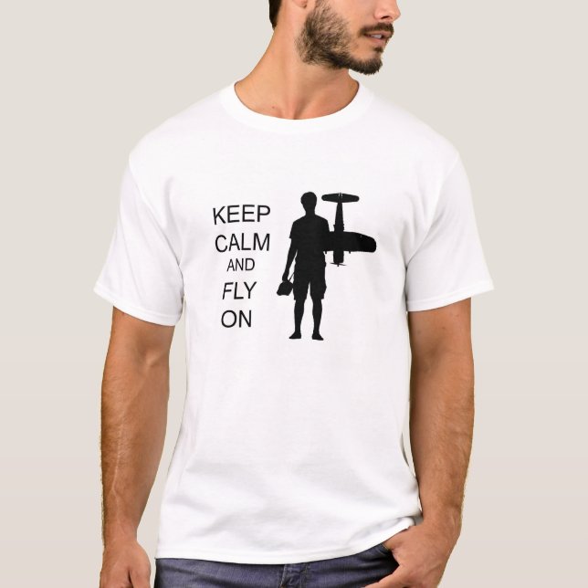 Camiseta Mantenha-se calmo e voe (Frente)