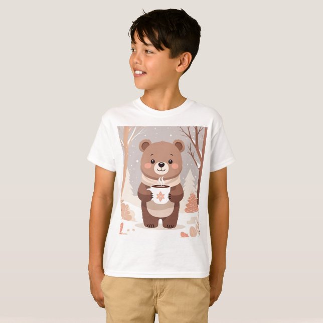 Camiseta Mantenha-se confortável com o urso mínimo e o caca (Frente Completa)