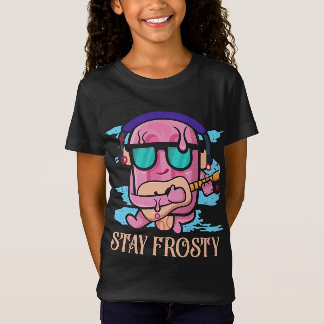 Camiseta Mantenha-Se Congelado Comendo Picolé doce Picolé (Frente)