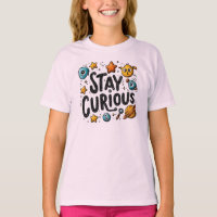 Mantenha-Se Curiosa Camisa-T De Crianças - Espaço