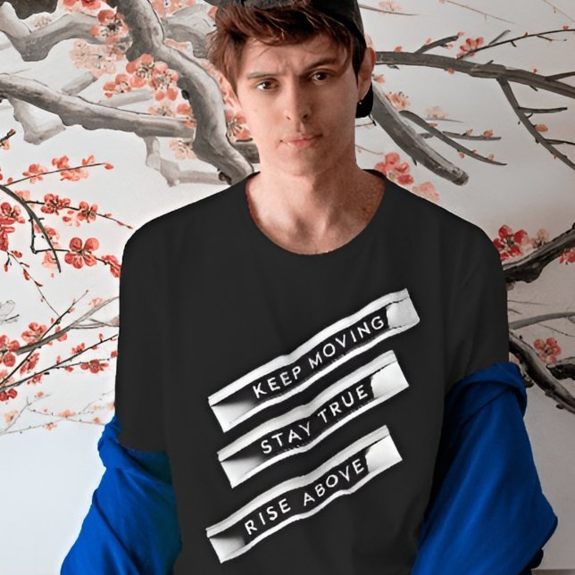 Camiseta Mantenha-Se Em Movimento Fiquem Em Surgimento Acim (Criador carregado)