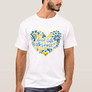 Camiseta Mantenha-se firme com a Ucrânia, com as letras e o