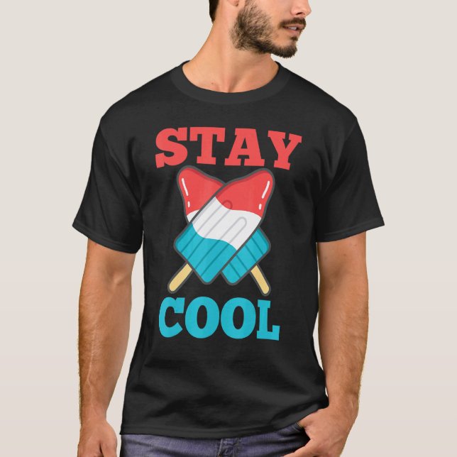 Camiseta Mantenha-Se Legal Picolé De Verão, Pop 4 De Julho (Frente)