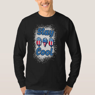Camiseta Mantenha-Se Legal Pop de Foguete Vermelho E Azul C
