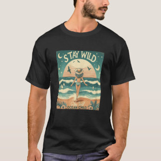 Camiseta Mantenha-se no Oceano Selvagem, Onda Vintage, e So