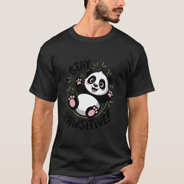 Camiseta Mantenha-Se Pawsitive Panda Motivado (Frente)