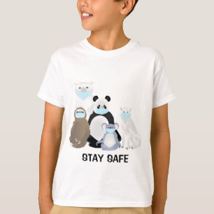 Camiseta Mantenha-Se Segura, Urso Polar, Koala, Lobo, Panda