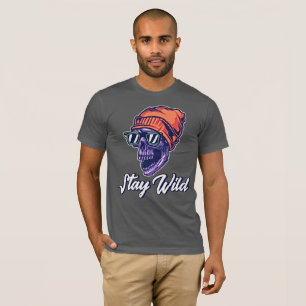 Camiseta Mantenha-se selvagem - Tempos de Crânio e Tipograf