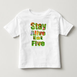 Camiseta Mantenha-se vivo Coma o logotipo Veg de cinco Frut