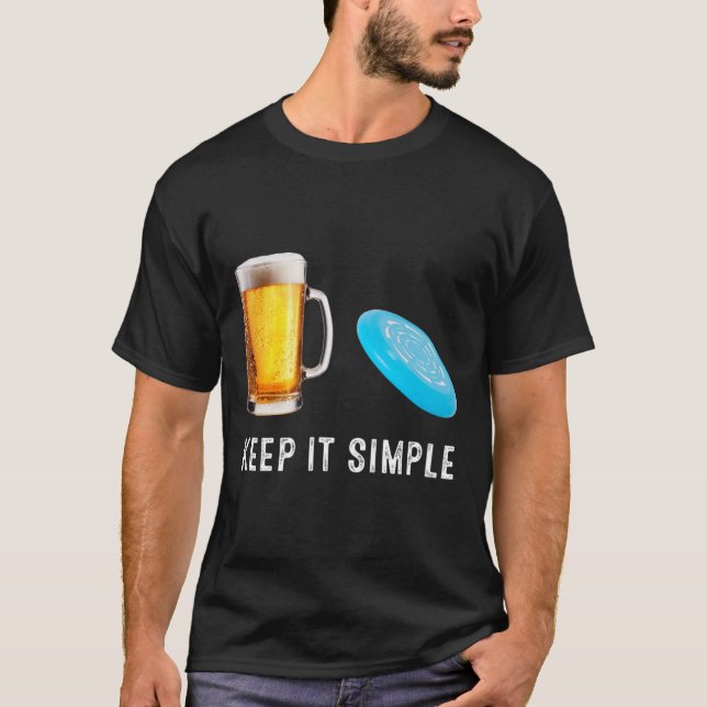 Camiseta Mantenha Simples Cerveja e Disc Golf Engraçado Com (Frente)