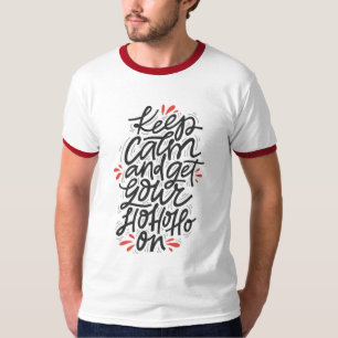 Camiseta MANTER CALM HO HO O Moderno de Natal dos Homens
