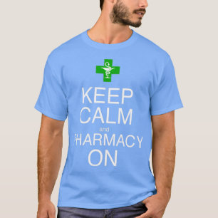 Camiseta Manter Calma e Farmácia Em 1