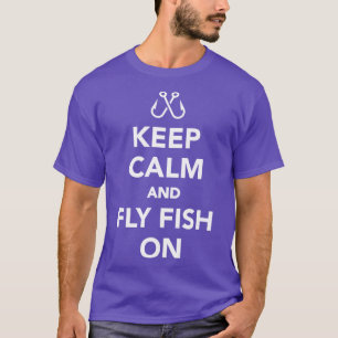 Camiseta Manter Calmo e Voar Peixes na Pesca
