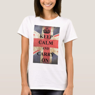 Camiseta Manter O Carregar Calmo Na Bandeira Britânica