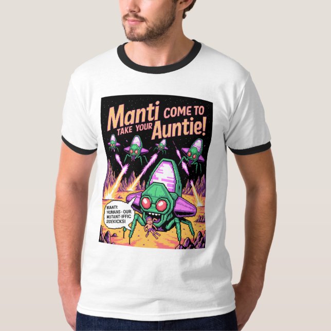 Camiseta  Manti Aliens Abduction Party! Defender Arcade '81 (Frente)