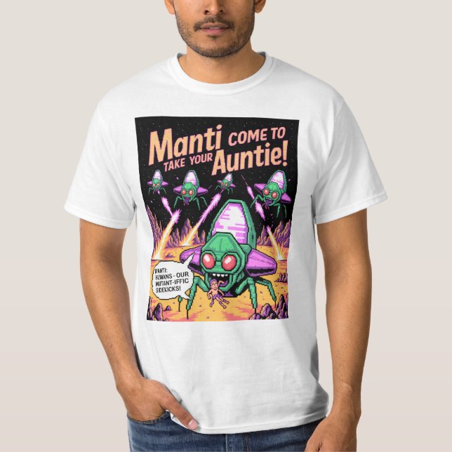 Camiseta  Manti Aliens Abduction Party! Defender Arcade '81 (Frente)