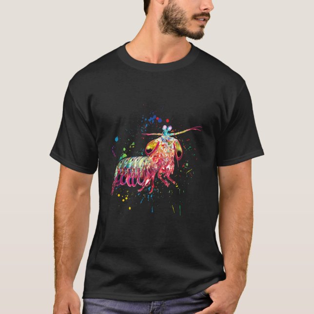 Camiseta Mantis Shrimp Watercolor Peixes Salmo Água Aquário (Frente)