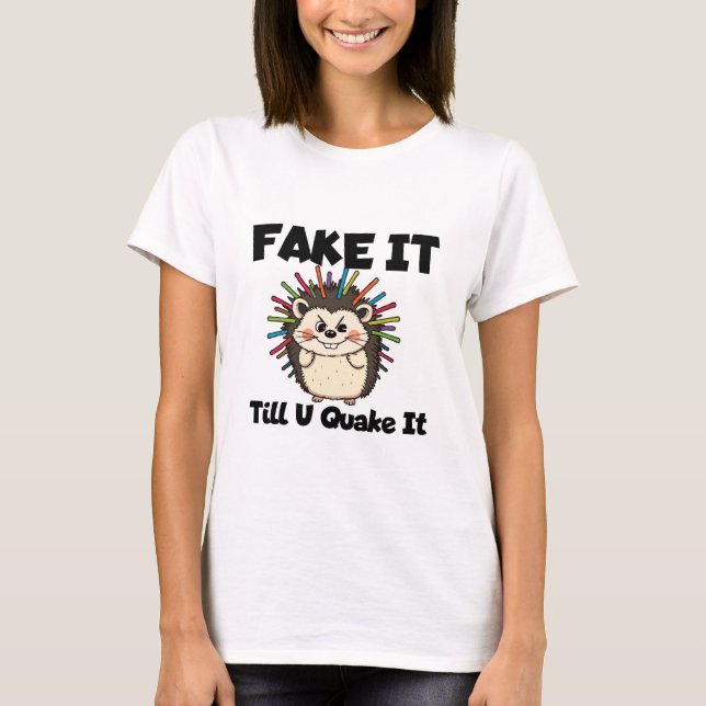 Camiseta Mantra de sucesso de Hedgehog confiante (Frente)