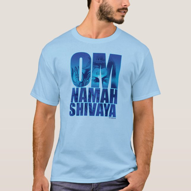 Camiseta Mantra espiritual azul sânscrito hindu Shiva (Frente)