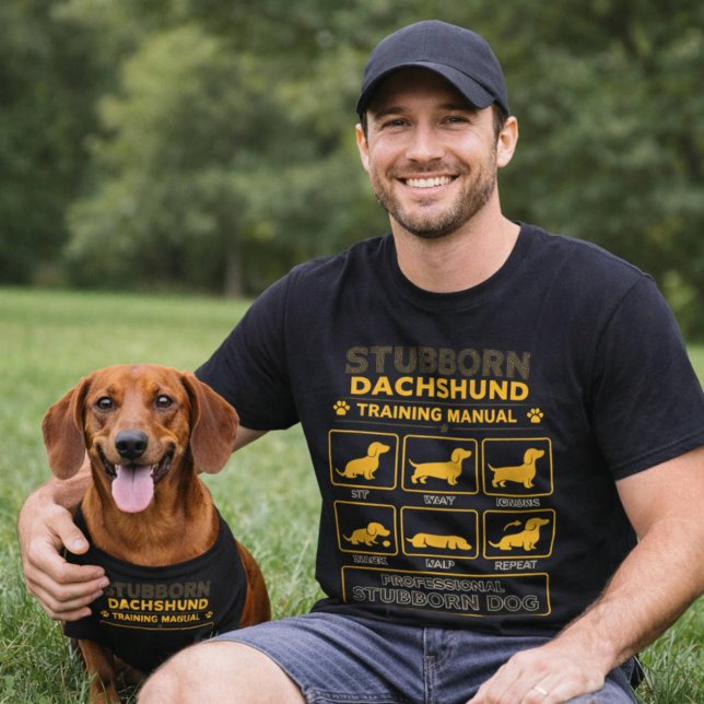 Camiseta Manual de Treinamento de Dachshund Teimoso Arte de (Criador carregado)