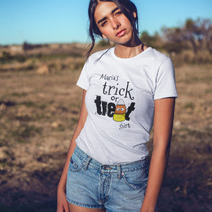 Camiseta Manuscrito De Maçã Docente De Halloween Ou Tratame