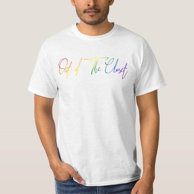 Camiseta Manuscrito fora do armário LGBT Arco-Íris LGBT (Frente)