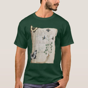 Camiseta Manuscrito Voynich página alterada Borboleta Botân
