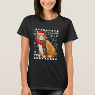 Camiseta Manx Cat Santa Hat Natal Feio Natal