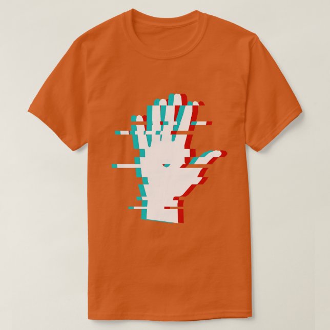 Camiseta Mão 3D abstrato minimalista (Frente do Design)
