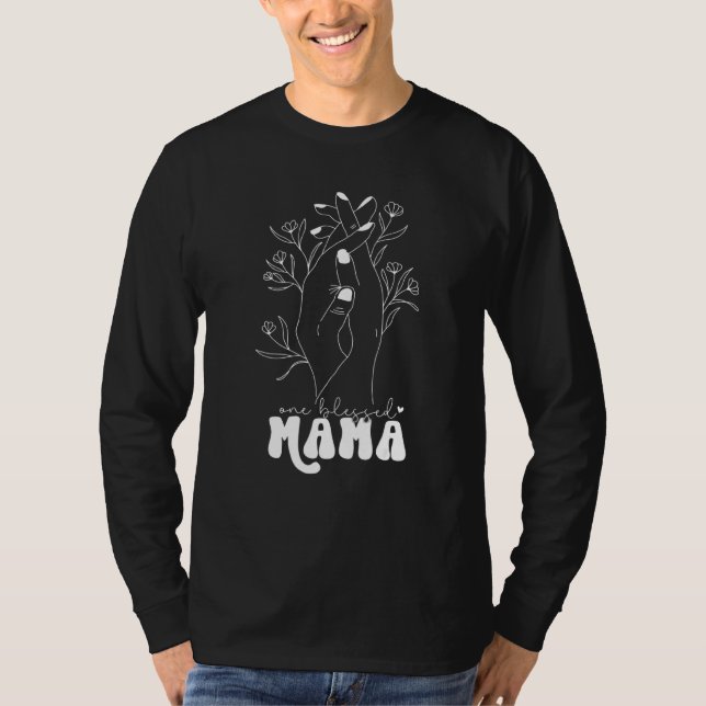 Camiseta Mão Bonita Desenhou Uma Bênção Mãe Gráfico (Frente)