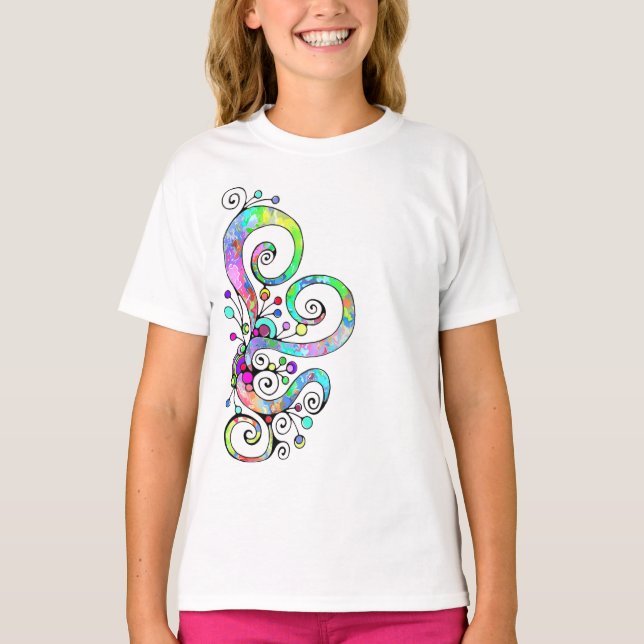 Camiseta Mão Cardíaca Espiral Pintada Design 1 (Frente)