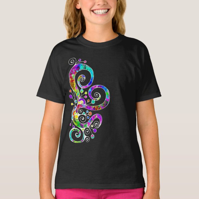 Camiseta Mão Cardíaca Espiral Pintada Design 2 (Frente)