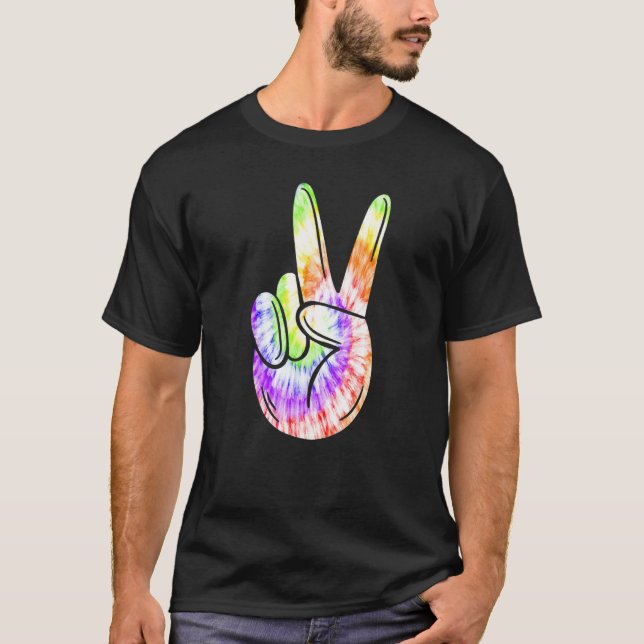 Camiseta Mão de Cute Tie Dye com Símbolo de Paz (Frente)