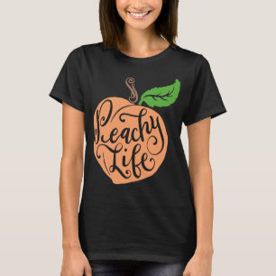 Camiseta Mão de Desenho de Fruta de Peach Única Vida Única