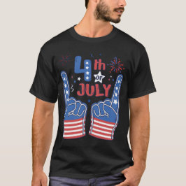 Camiseta Mão de Espuma Divertida 4 de Julho para Crianças H