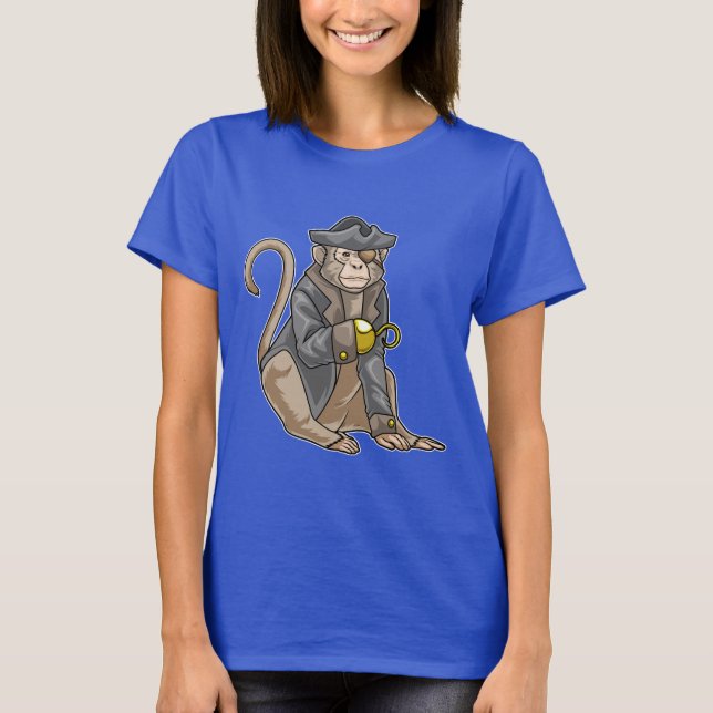 Camiseta Mão de gancho de pirata de macaco (Frente)