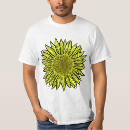 Camiseta Mão De Girassol Amarelo Amarelo Floral Desenhada