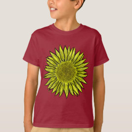 Camiseta Mão De Girassol Amarelo Amarelo Floral Desenhada
